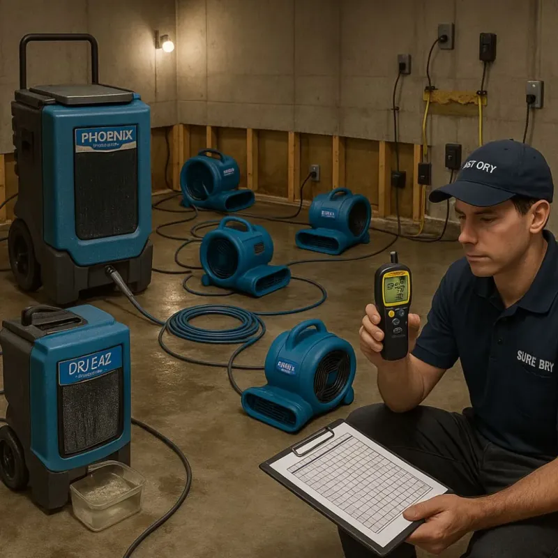 Structural Drying and Dehumidification process in Fruitland, NC